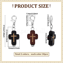 60 шт. 2 цвета натурального дерева крест подвесной декор&nbsp;HJEW-PH02187