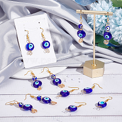 8 пара сережек-подвесок в стиле лэмпворк от сглаза&nbsp;EJEW-PH0001-19