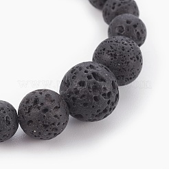 天然溶岩ロックビーズストレッチブレスレット  2-1/8インチ（5.4cm）&nbsp;BJEW-JB03958-02