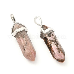 2шт натуральный родонит двойные заостренные подвески&nbsp;G-YW0002-05C