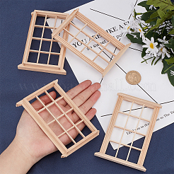 長方形の木製ミニウィンドウ  ミニチュア家具  ドールハウスの壁の装飾のための写真の小道具の付属品  リネン  116x83x18mm&nbsp;AJEW-WH0254-75