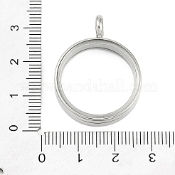 304ステンレススチールロケットペンダント  ガラスと  フラットラウンドのチャーム  ステンレス鋼色  31x24x6mm  穴：5mm&nbsp;STAS-S132-16P-03