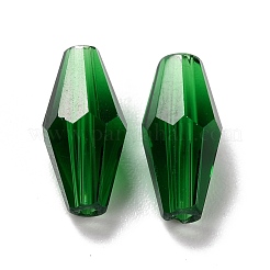 透明なk9ガラスビーズ  多面カット  双円錐形  グリーン  16x8mm  穴：1mm&nbsp;GLAA-G078-C-11