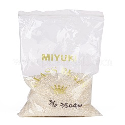 MIYUKIラウンドロカイユビーズ  日本製シードビーズ  8/0  （rr3504)透明ペールベージュ光沢  3mm  穴：1mm  約19000~20500個/ポンド&nbsp;SEED-G008-RR3504