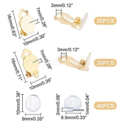 40 шт. фурнитура для сережек-клипс 2 размера из нержавеющей стали 304 STAS-UN0040-61
