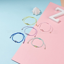 Плетеный браслет из бисера сглаз из смолы BJEW-JB08491