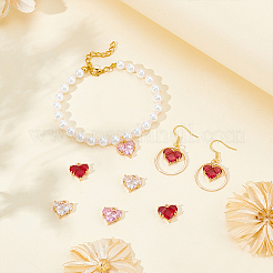 8 шт. 4-х цветные латунные подвески в форме сердца с кубическим цирконием&nbsp;ZIRC-BC0001-30