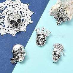 5 pieza de 5 estilos de alfileres de solapa de aleación de calavera con rhinestone&nbsp;JEWB-CJ0003-51