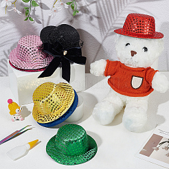 7 Stück 7 Farben Polyester runder Fascinator Hut für Puppen&nbsp;DIY-BC0015-81