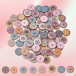 100 шт. пуговицы из тополя с 2 отверстиями BUTT-CY0001-14