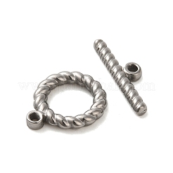 変色しない304ステンレススチールのトグル留め具  ラウンド  ステンレス鋼色  リング：19x16x3mm  穴：1.6mm  バー：7x23x3mm穴：8mm&nbsp;STAS-Q324-06P