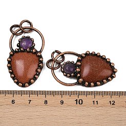 Подвески из натуральных и синтетических смешанных драгоценных камней и натурального аметиста&nbsp;G-Z101-06R