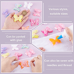 28 шт. 7-цветные банты из полиэстера и смолы с блестками&nbsp;DIY-GA0009-24