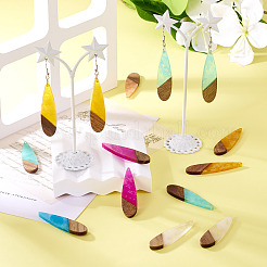 12шт 6 цвета прозрачной смолы и орехового дерева большие подвески&nbsp;RESI-TA0003-45