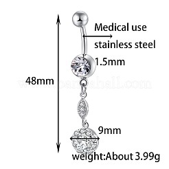 Латунное кольцо пупка с фианитом AJEW-EE0004-10