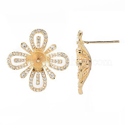 Серьги-гвоздики с прозрачным кубическим цирконием из латуни с микропаве KK-T062-78G-NF