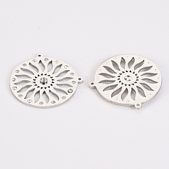 304ステンレススチールクリスタルラインストーンペンダントリンク  フラットラウンド  ステンレス鋼色  21.5x20x1.5mm  穴：0.9mm&nbsp;STAS-S116-215P