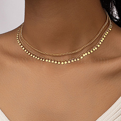 Сплав дисковая кисточка витая цепь двухслойные ожерелья для женщин FS-WG469BC-01