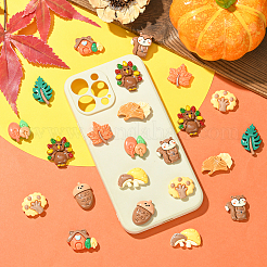 60 Stück 10 Stile Herbstmotiv Harz Cabochons&nbsp;RESI-SC0006-37