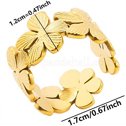 Кольцо-лоскутное украшение из нержавеющей стали 304 с цветочным узором&nbsp;QE2937-2