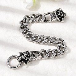 Браслеты из кубинских цепей из нержавеющей стали 304 для унисекс BJEW-A092-06A-P