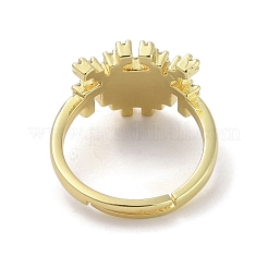Anillos ajustables de circonita cúbica pavé de latón chapado en oro real de 18k&nbsp;RJEW-M170-05G-01