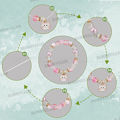 Наборы для самостоятельного изготовления браслетов из эмалевого сплава и стеклянных бусин в виде кошки&nbsp;DIY-SC0030-79