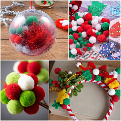 300 шт. шарики-помпоны из полиэстера 3 цветов&nbsp;DIY-SC0031-38