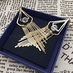 Clip-Ohrringe mit Quaste aus Legierung und Kristallstrass&nbsp;WGB30F2-01