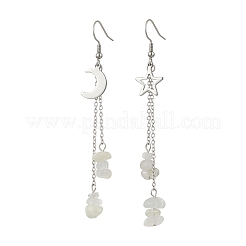 Серьги-подвески в форме звезды и луны из нержавеющей стали 304&nbsp;EJEW-JE06394