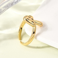 Латунные микропаве прозрачные кубические цирконии регулируемые открытые манжеты кольца для женщин&nbsp;RJEW-I111-06G-02