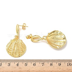 Серьги-гвоздики из латуни в форме ракушки EJEW-F389-01G