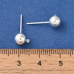 真鍮スタッドイヤリングを見つける  鉛フリー＆カドミウムフリー  ラウンド  925銀メッキ  17x6mm  穴：1.4mm  ピン：12x1mm&nbsp;KK-K383-03C-S