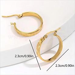 201ステンレススチールフープピアス（女性用）  ゴールドカラー  23x23mm&nbsp;QT0624