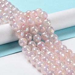 Гальваническим естественно розовый кварц бисер пряди&nbsp;G-Z038-A03-03AB