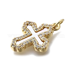 Латунные микропаве прозрачные подвески с фианитом&nbsp;X-KK-V010-10G-01
