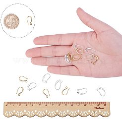 真鍮のピアスフック  水平ループ付き  ゴールデン＆シルバー  16.5x9x1.5mm  穴：2mm  18ゲージ  ピン：1mm  15x9x2mm  穴：1mm  18ゲージ  ピン：1mm&nbsp;KK-PH0034-31