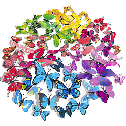 6 цвет искусственных пластиковых украшений в виде бабочек&nbsp;DJEW-CJ0001-01