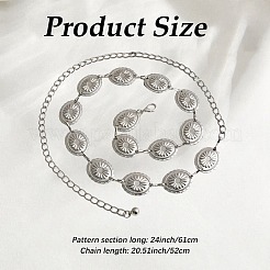 合金楕円リンクチェーンベルト  プラチナ  1210mm&nbsp;AJEW-WH20006-203P