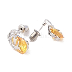 Серьги-гвоздики из латуни с микропаве из кубического циркония&nbsp;EJEW-I304-03P-02