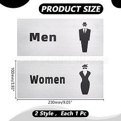 2 stücke 2 arten aluminium frauen toilette wc schild&nbsp;AJEW-WR0003-26A