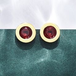 Плоские круглые серьги-гвоздики из нержавеющей стали 304 EJEW-C099-23G-02