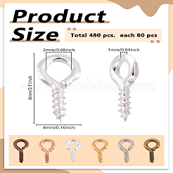 480 шт. 6 вида цветов железный винт с ушком&nbsp;IFIN-LP0001-47