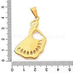 ステンレスペンダント201個  踊っている女の子のチャーム  イオンプレーティング（ip）  ゴールドカラー  40.5x26x2.5mm  穴：9x4.5mm&nbsp;STAS-Q344-01A-G