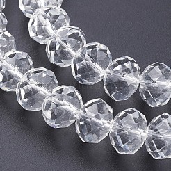 ファセットロンデルハンドメイドガラスビーズ  DIYクラフト用  透明  12x8mm  穴：1mm  約72個/連&nbsp;X-GS011-01