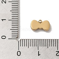 304ステンレススチールエナメルチャーム  ハートチャーム付きちょう結び  14KGP本金メッキ  ブラック  6x10x2mm  穴：1.2mm&nbsp;STAS-B074-06G-01