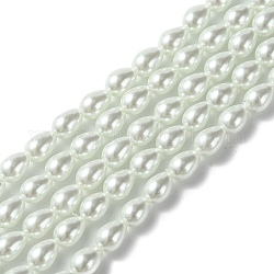 Glasperle Träne, Perlen Stränge, weiß, 7x5 mm, Bohrung: 1 mm, ca. 56 Stk. / Strang, 15.7 Zoll