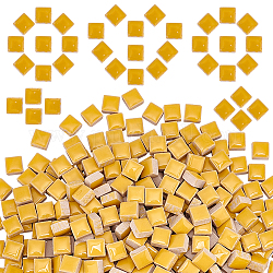 Ahandmaker 324 個モザイクタイル正方形セラミックモザイクピースステンドモザイクガラスピースミニセラミックタイルアートメイキング用品クラフトバスルームキッチン家の装飾  ゴールド