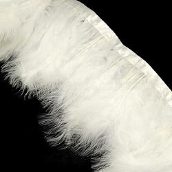 Accessoires de costume de fil de tissu de plume à la mode, blanc, 120~190x28~56mm, environ 2 m / sac