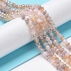 Chapelets de perles en verre, facette, rondelle, peachpuff, 4~4.5x3.5mm, Trou: 1mm, Environ 121~127 pcs/chapelet, 16.61 pouce ~ 17.20 pouces (42.2~43.7 cm)